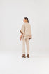 Poncho Barra Listras Bicolor Em Tricot Ninive/Camelo